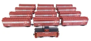 Pennsylvania Railroad Merchandise Service Freight Train -- Pennsylvania Railroad (Set #3; 12 40' Rebuilt x29B Boxcars, N6B Caboose)